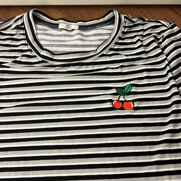 Cute Cherry T-Shirt with Stripes - Picture 2 of 3